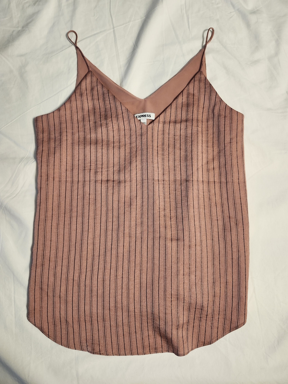 Express Mauve Pink Striped V-Neck Cami with Thin Straps